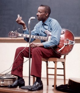 James "Son Ford" Thomas performs for William Ferris's class at Yale University, 1974.